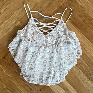 Express White Lace Camisole cropped Top